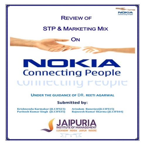 STP and MARKETING MIX OF NOKIA