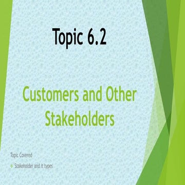 Customers and Other Stakeholders