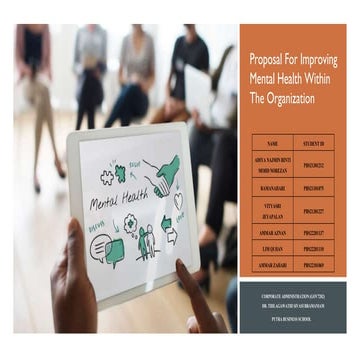 Proposal for Improving Mental Health within Organization | PPTX
