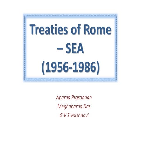 European Union: Treaty of Rome to Single European Act (1956-1986)