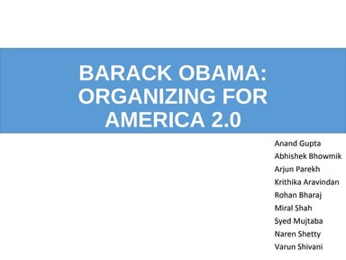 Barack Obama's Digital Media Campaign for 2012 Elections