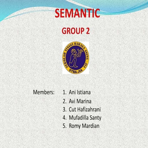 SEMANTIC = LEXICAL RELATIONS 