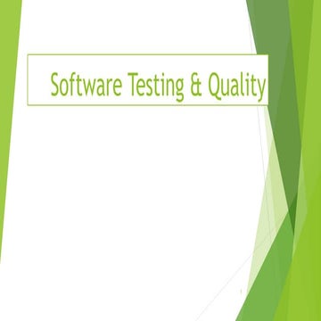 Software Testing and Quality