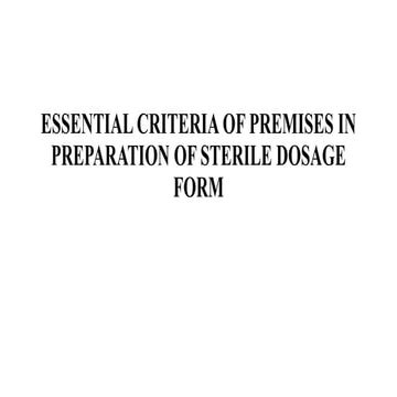 presentation on essential criteria of pharmaceutical premises