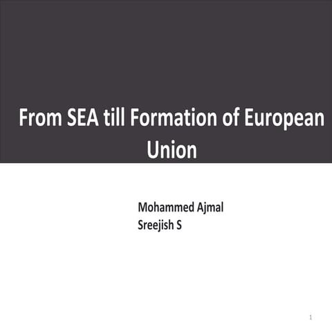 European Union: Single European Act till Maastricht Treaty (1956-1986)