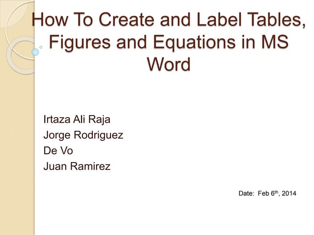 Group 3   how to create tables, figures and equations