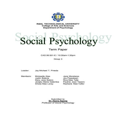 Group 3 final term paper in social psychology
