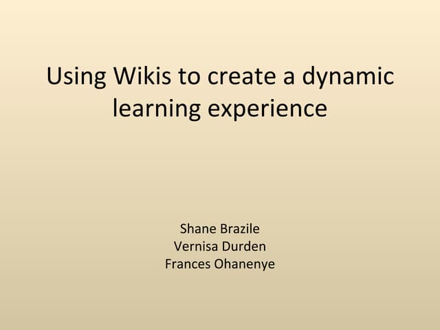 Group 3 Presentation - Wikispaces for Educators