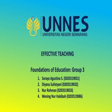 Group 3 presentation on Effective Teaching