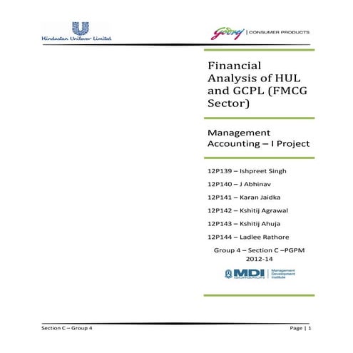 Financial Analysis of HUL and GCPL