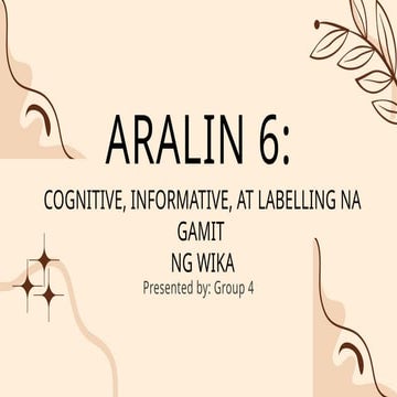 Conative, Informative at Labeling na Gamit ng Wika | PPT