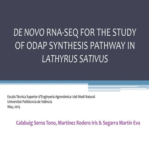 De novo RNA-seq for the study of ODAP synthesis pathway in Lathyrus sativus 