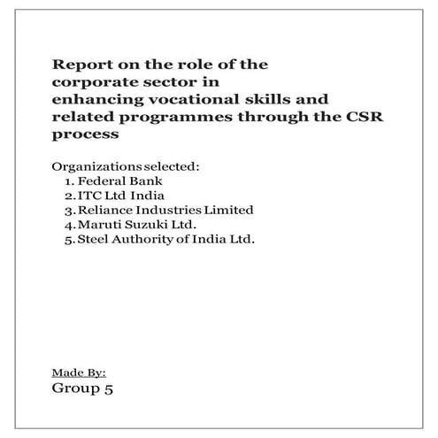 CSR Report in the field of education and vocational training of few companies