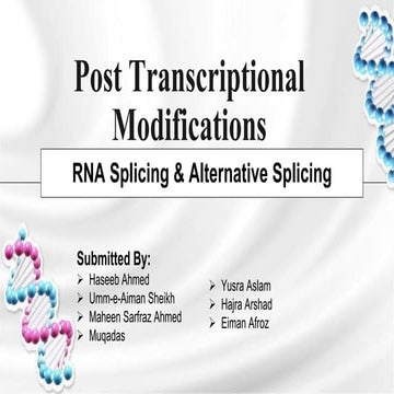 Group 6 - Post Transcriptional Modifications (RNA Splicng and ALternative Spl...