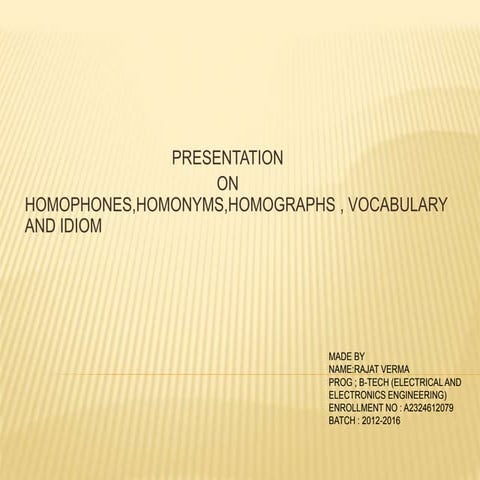 Homographs and Its Examples | PPTX