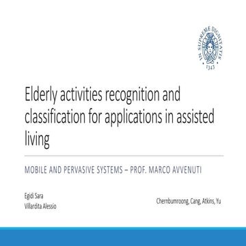 Elderly activity recognition and classification for application in assisted l...
