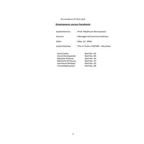 WAC report Greenpeace - Managerial Communication 