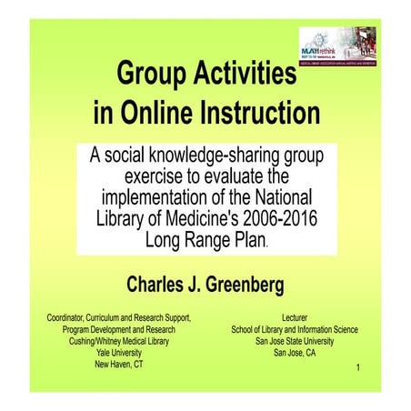 Group activities in online instruction  greenberg -slides
