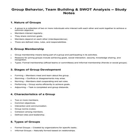 group_and_team_swot_notes.pdf at this we present | PDF