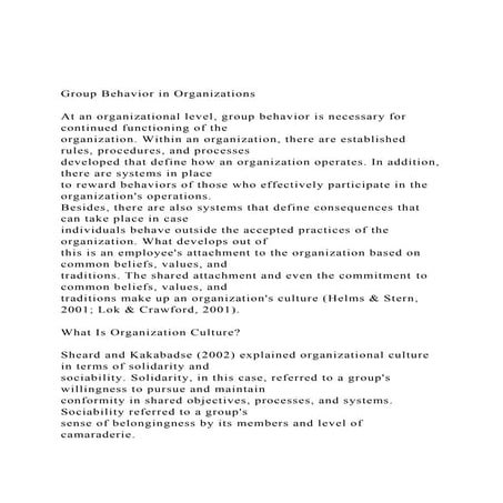 Group Behavior in OrganizationsAt an organizational level,.docx