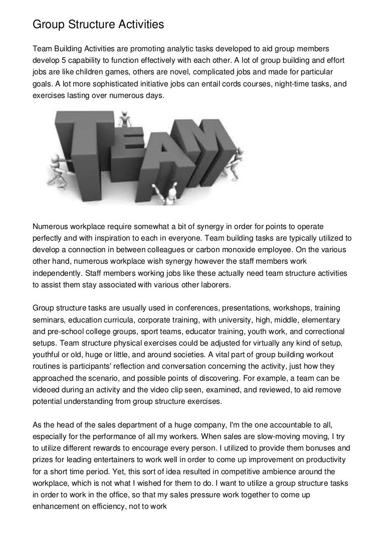 Sample instruction for group activity picture