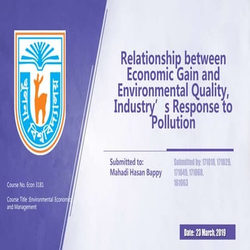 Relationship between Economic Gain and Environmental Quality, Industry ...