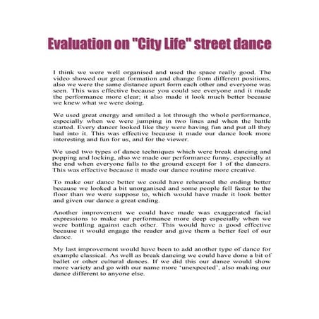 Evaluation of dance performance | DOC