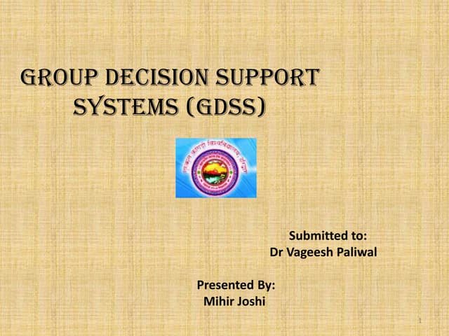 Group decision support systems (gdss)