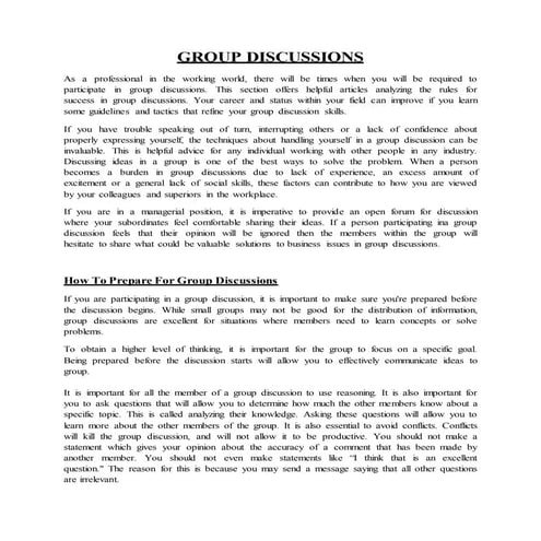 Group discussions eng project