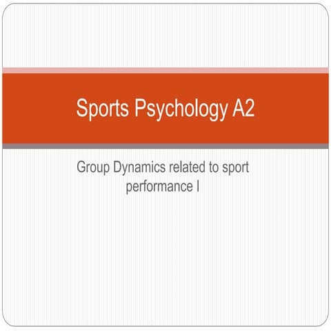 Group Dynamics I
