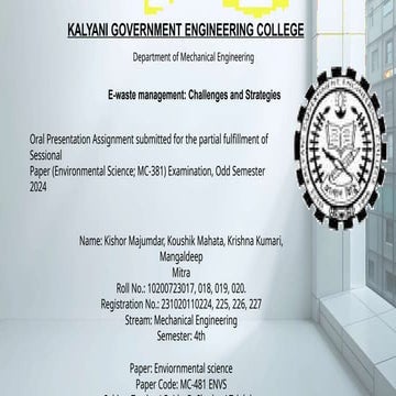 ENVIRONMENTAL SCIENCE REPORT ON E WASTE MANAGEMENT