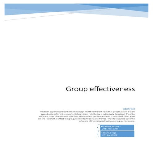 Group effectiveness