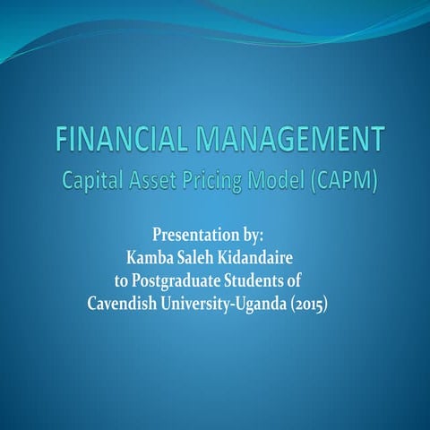 Financial Management: Capital Asset Pricing Model (CAPM)