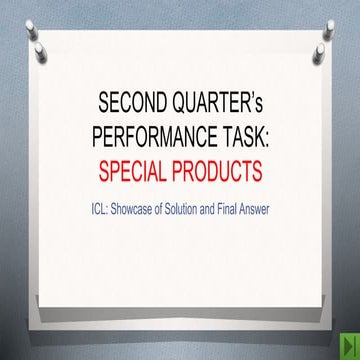 Second Quarter Group F Math Peta - Special Products (Sq. of Bi, Sq. of Tri, S...