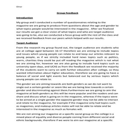 Group feedback overall