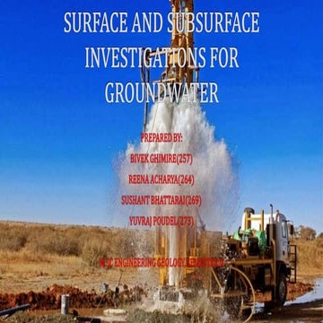 Surface and subsurface investigations for groundwater
