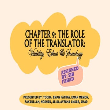 THE ROLE OF TRANSLATOR: visibility, ethics and sociology