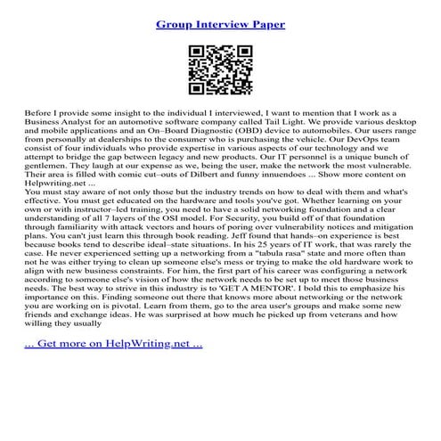 Group Interview Paper
