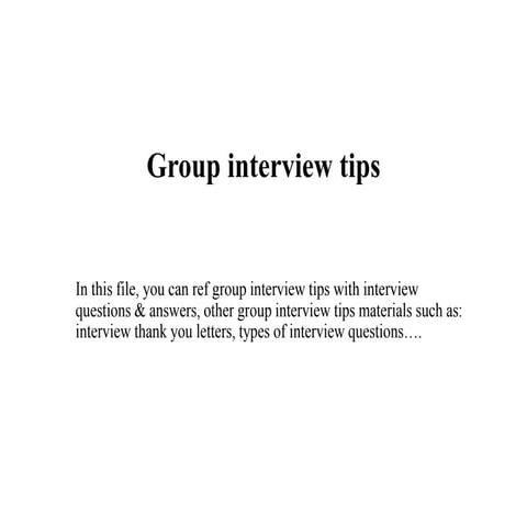 Group interview tips