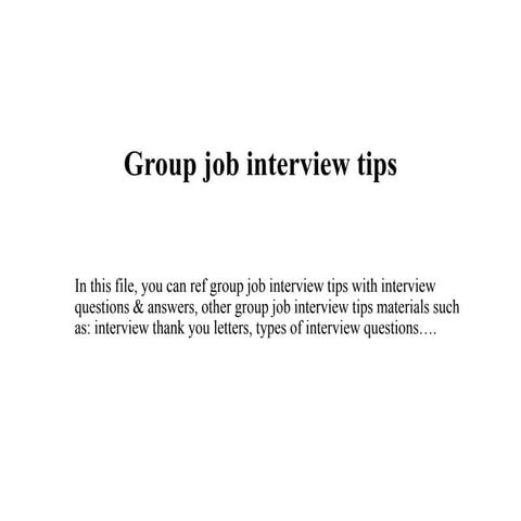 Group job interview tips