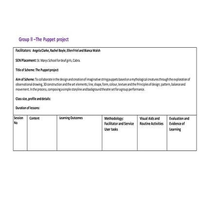 Group II SEN scheme - puppet project