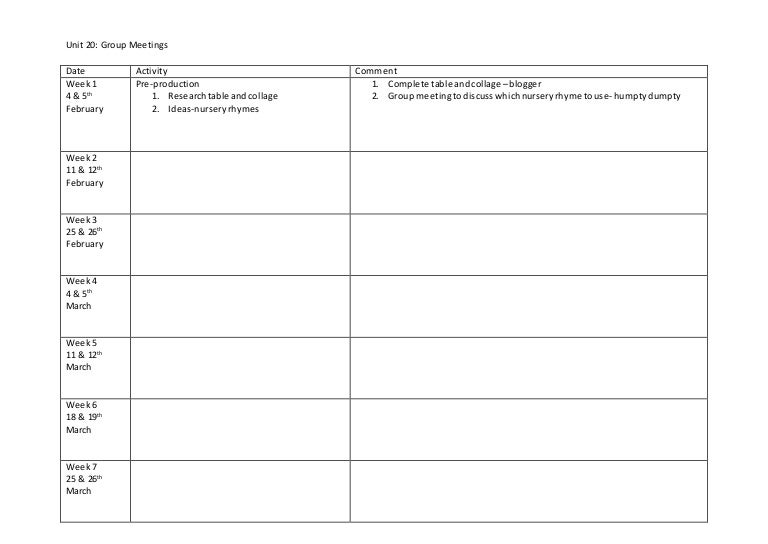 Group meeting sheet
