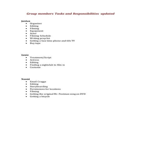 Group Members Tasks | DOCX