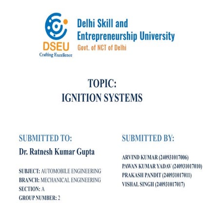 Ignition system theory power point presentation