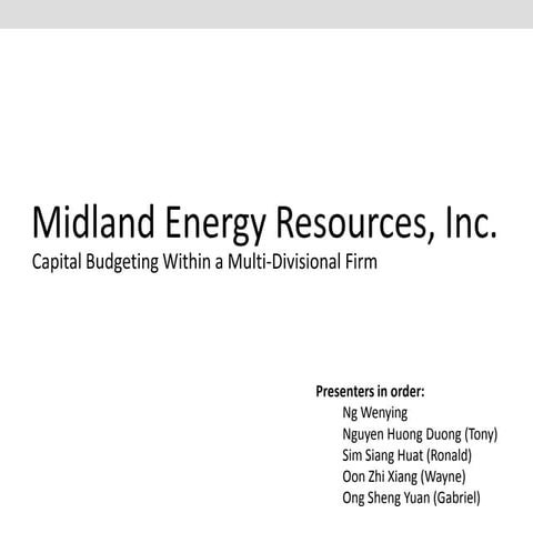 Cost of Capital for Midland Energy Resources Inc.