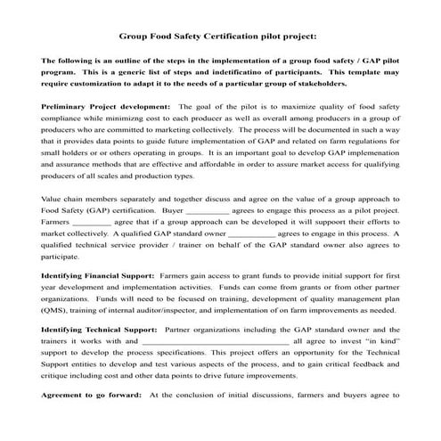 Group GAPs pilot project template