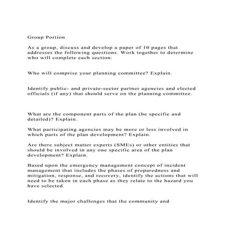 Group PortionAs a group, discuss and develop a paper of 10 p.docx