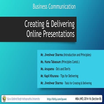 Creating and Delivering Online Presentations PPT | PPSX