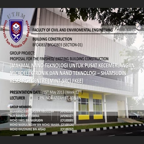 GROUP PROJECT: PROPOSAL FOR THE FINISHED/ EXISTING BUILDING CONSTRUCTION (CAS...