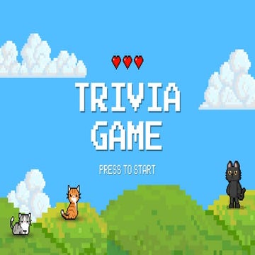 Blue Green Cute Retro Pixel Cat Cartoon Trivia Game Quiz Presentation | PDF